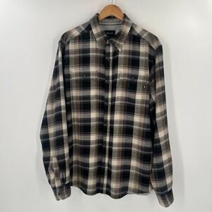 Marmot Mens XL Plaid Button Down Shirt Black Brown Long Sleeve Outdoor